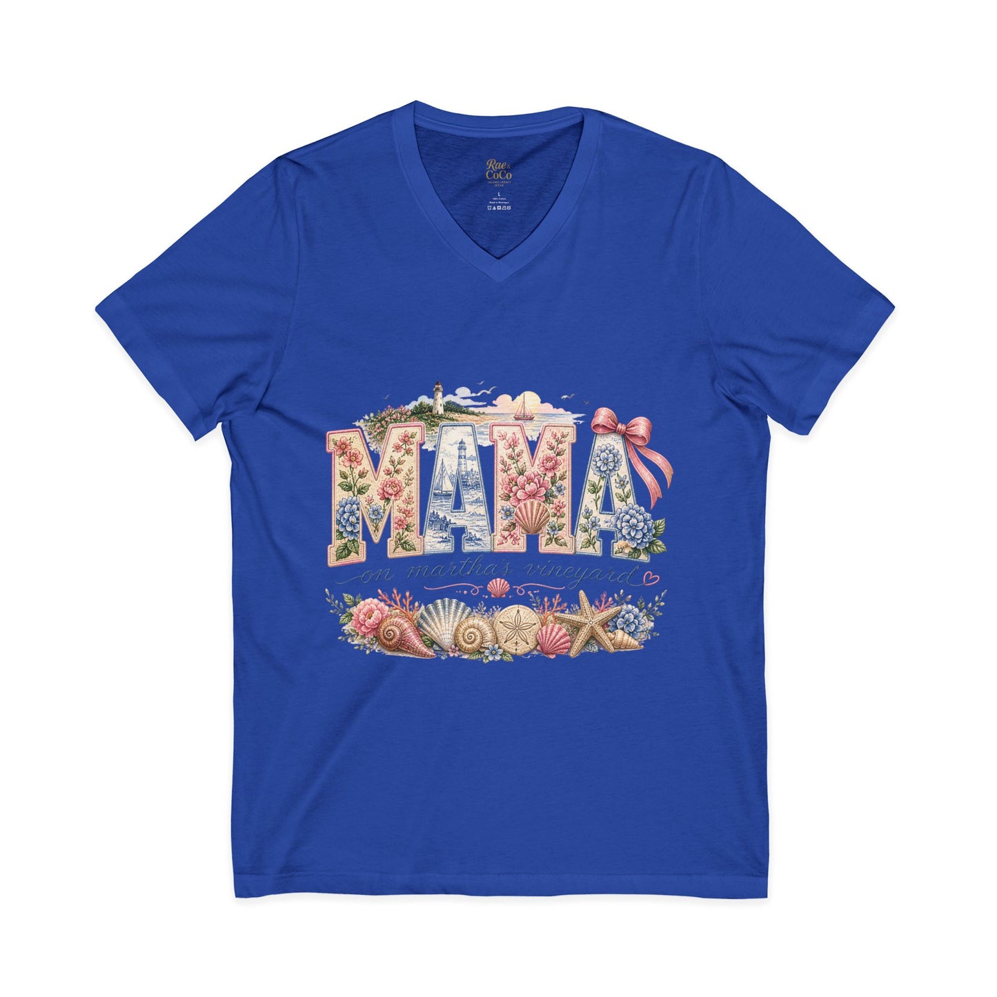 MAMA on Martha's Vineyard Floral V‑Neck Tee