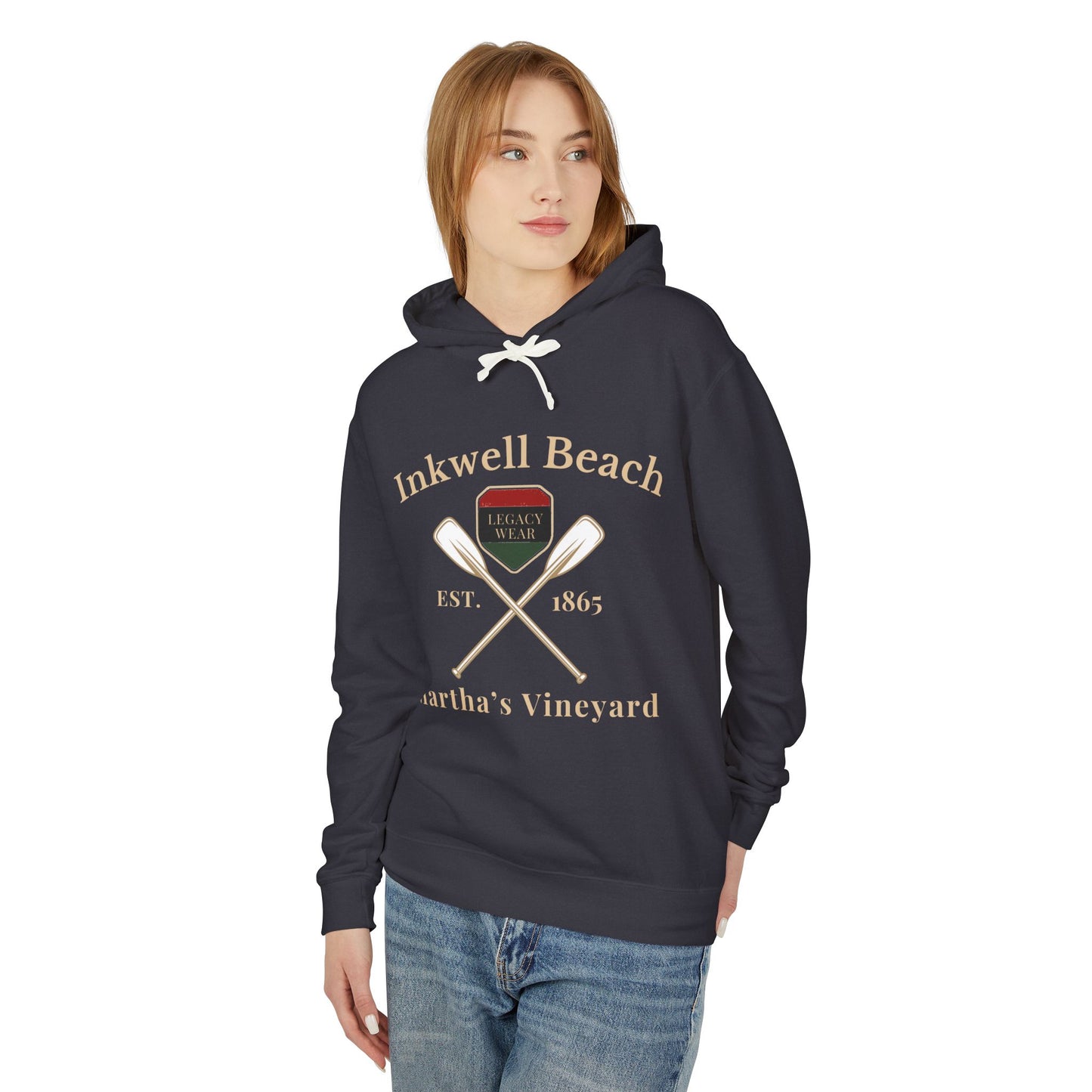 Cozy Beach Hoodie: InkWell Vineyard Design, Unisex Pullover Sweatshirt, Gift for Beach Lovers, Casual Wear, Vacation Essential