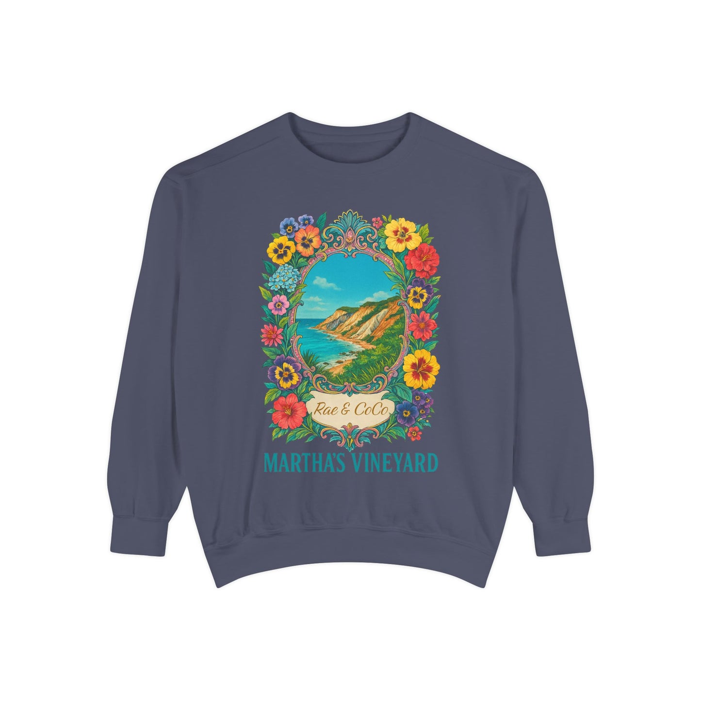 Aquinnah Cliffs Floral Crewneck – Martha’s Vineyard Classic | Unisex Heavy Blend Sweatshirt
