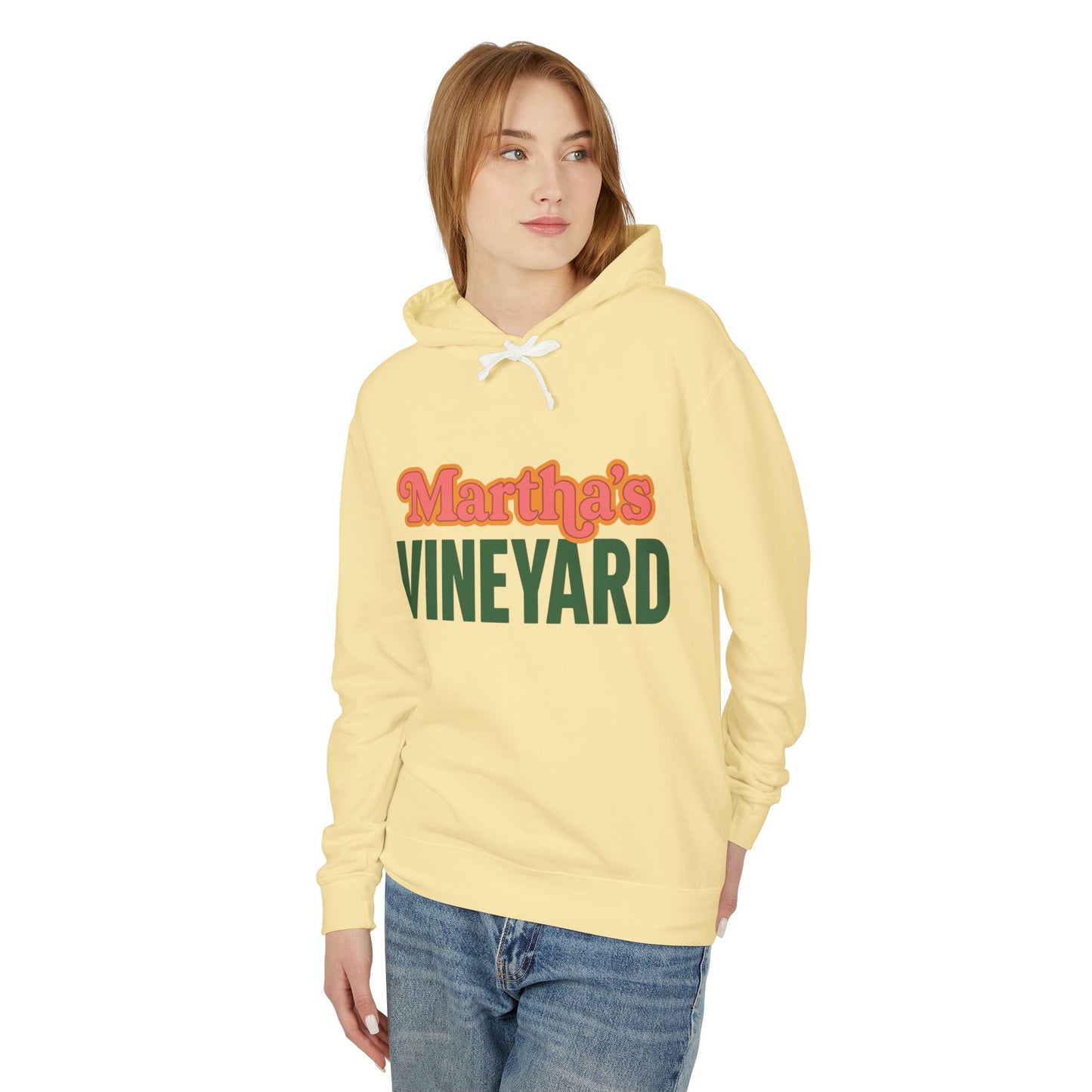 Retro “Martha’s Vineyard” Hoodie – Unisex Heavy Blend, Orange & Green Coastal Desig