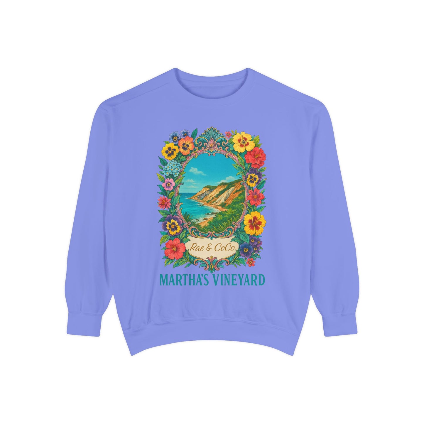 Aquinnah Cliffs Floral Crewneck – Martha’s Vineyard Classic | Unisex Heavy Blend Sweatshirt