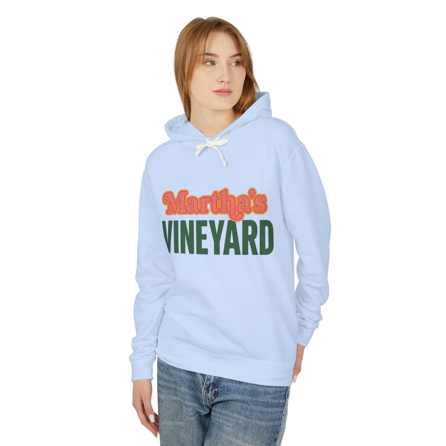 Retro “Martha’s Vineyard” Hoodie – Unisex Heavy Blend, Orange & Green Coastal Desig
