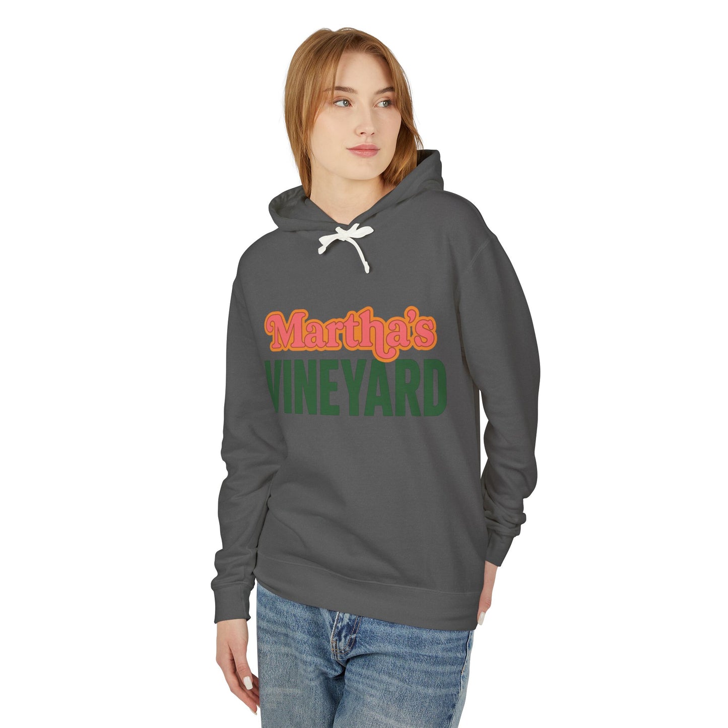 Retro “Martha’s Vineyard” Hoodie – Unisex Heavy Blend, Orange & Green Coastal Desig