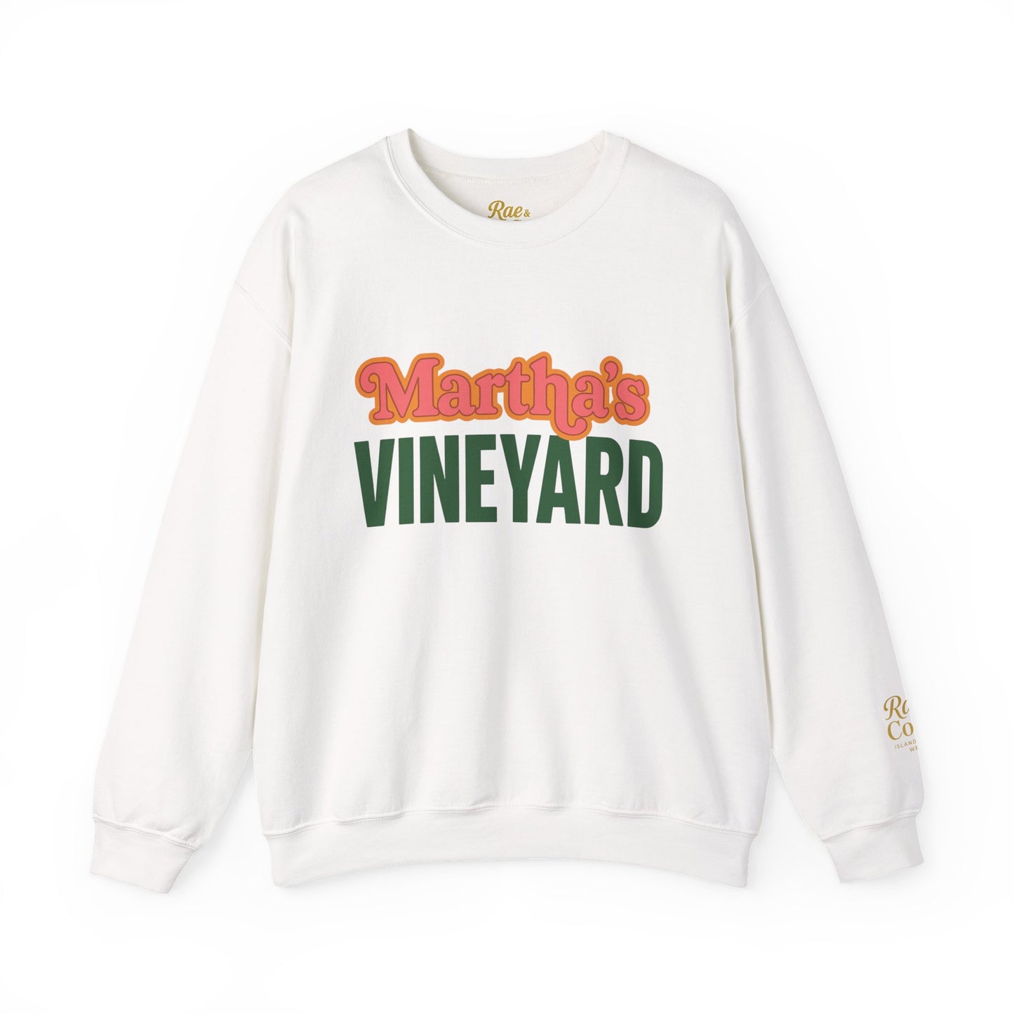 Retro Martha’s Vineyard Crewneck Sweatshirt – Unisex Heavy Blend | Orange & Green Classic Design
