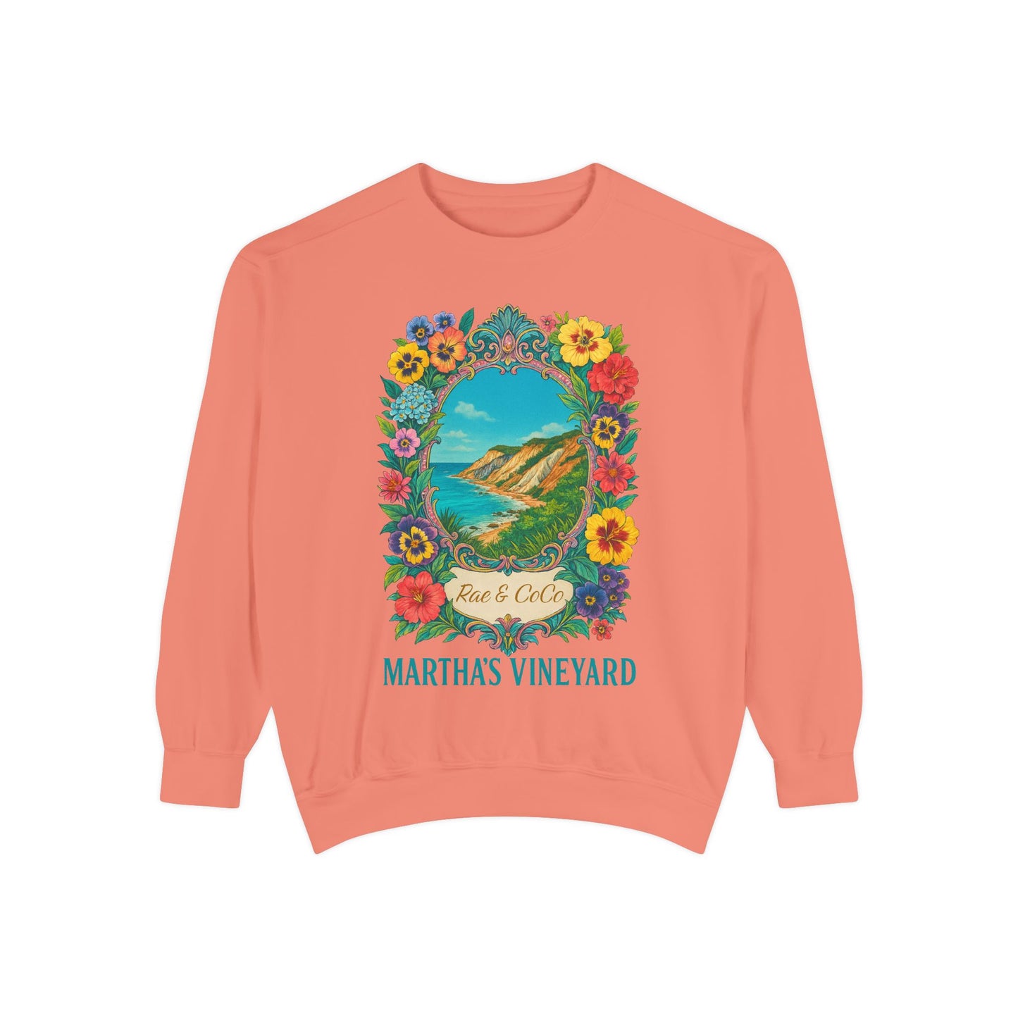 Aquinnah Cliffs Floral Crewneck – Martha’s Vineyard Classic | Unisex Heavy Blend Sweatshirt