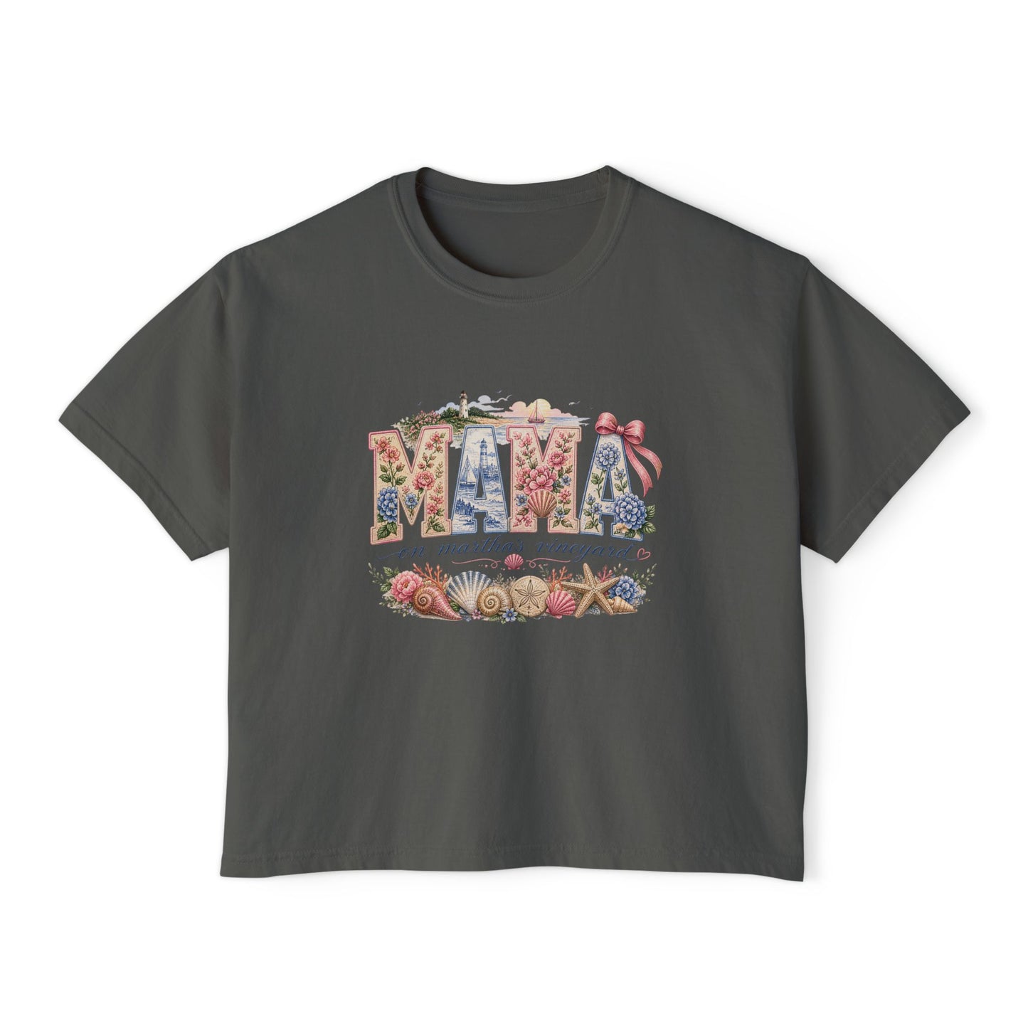 Mama Floral Boxy Tee — Vintage Botanical 'Mama' Graphic T-Shirt