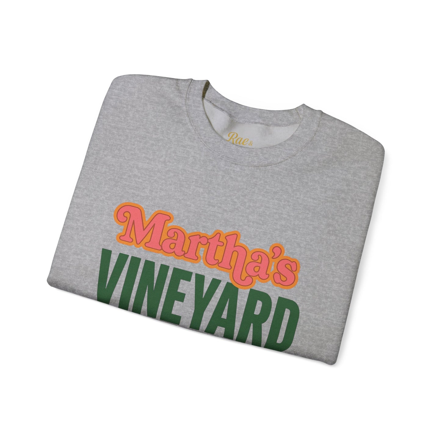 Retro Martha’s Vineyard Crewneck Sweatshirt – Unisex Heavy Blend | Orange & Green Classic Design