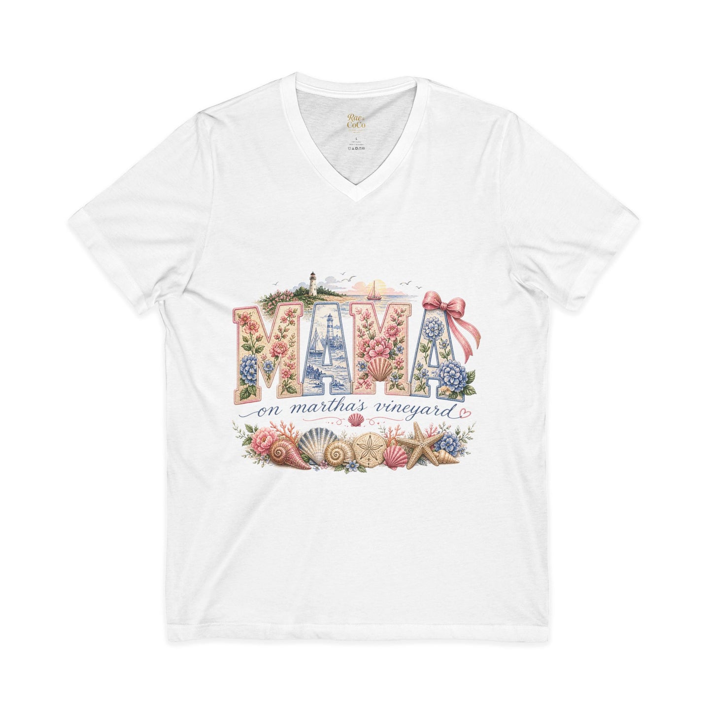 MAMA on Martha's Vineyard Floral V‑Neck Tee