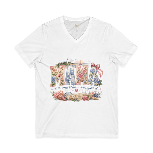 MAMA on Martha's Vineyard Floral V‑Neck Tee