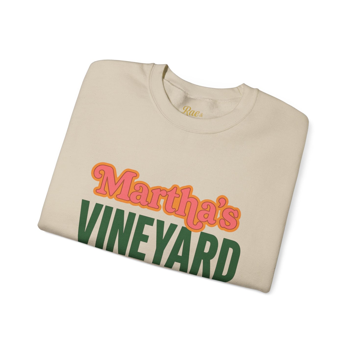 Retro Martha’s Vineyard Crewneck Sweatshirt – Unisex Heavy Blend | Orange & Green Classic Design