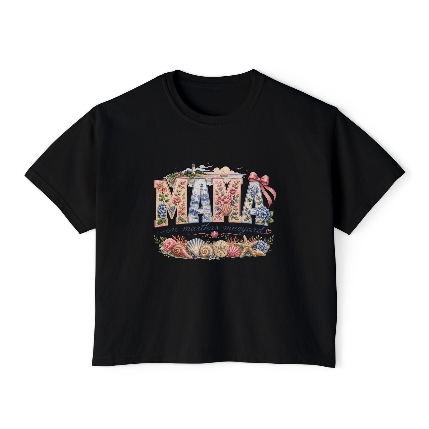 Mama Floral Boxy Tee — Vintage Botanical 'Mama' Graphic T-Shirt