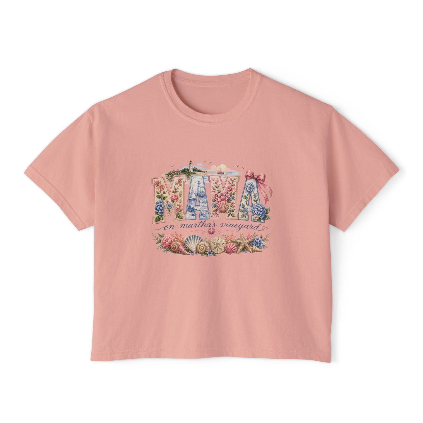 Mama Floral Boxy Tee — Vintage Botanical 'Mama' Graphic T-Shirt