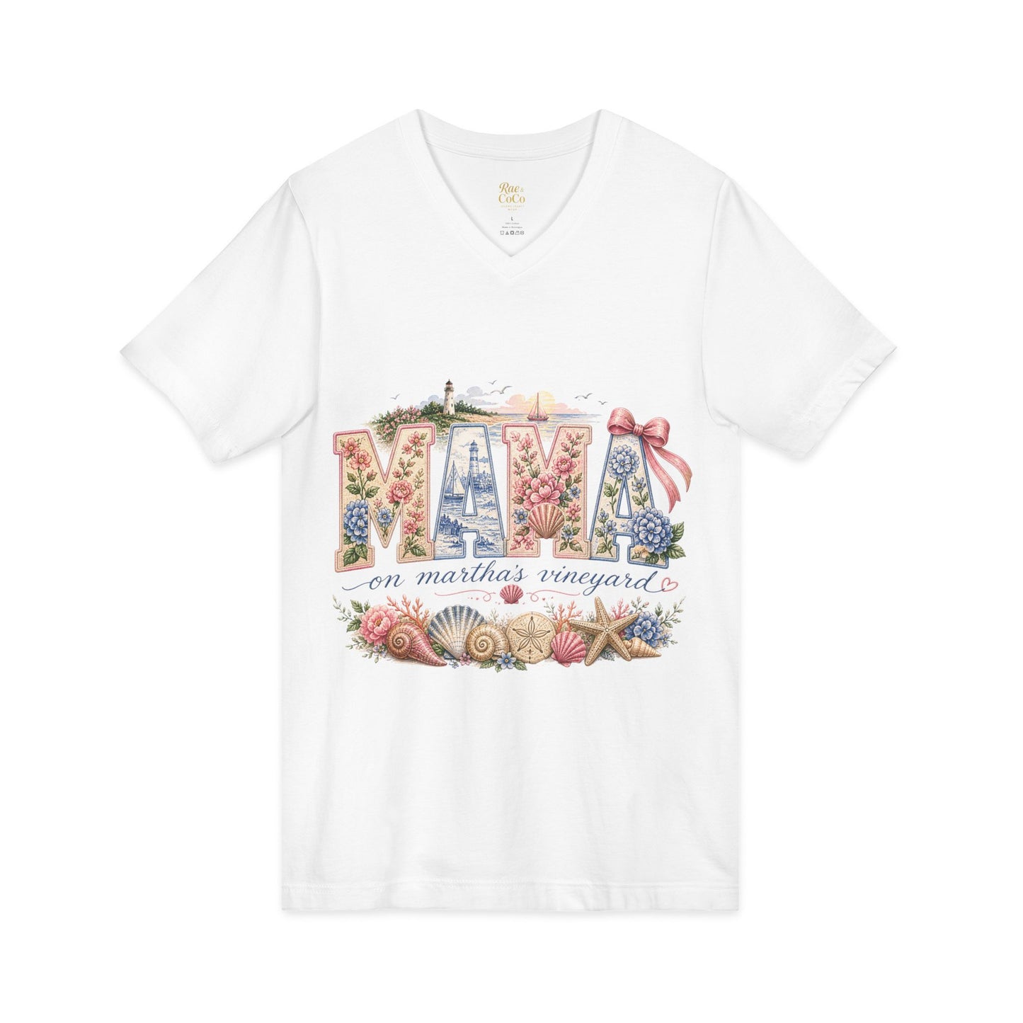 MAMA on Martha's Vineyard Floral V‑Neck Tee