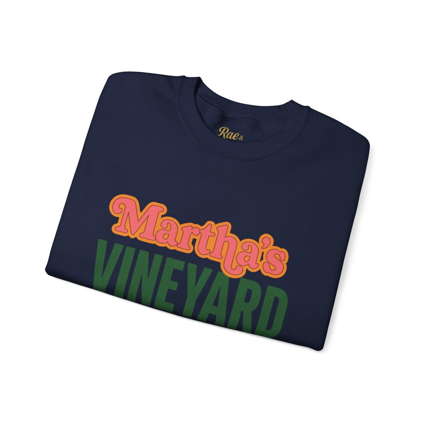 Retro Martha’s Vineyard Crewneck Sweatshirt – Unisex Heavy Blend | Orange & Green Classic Design