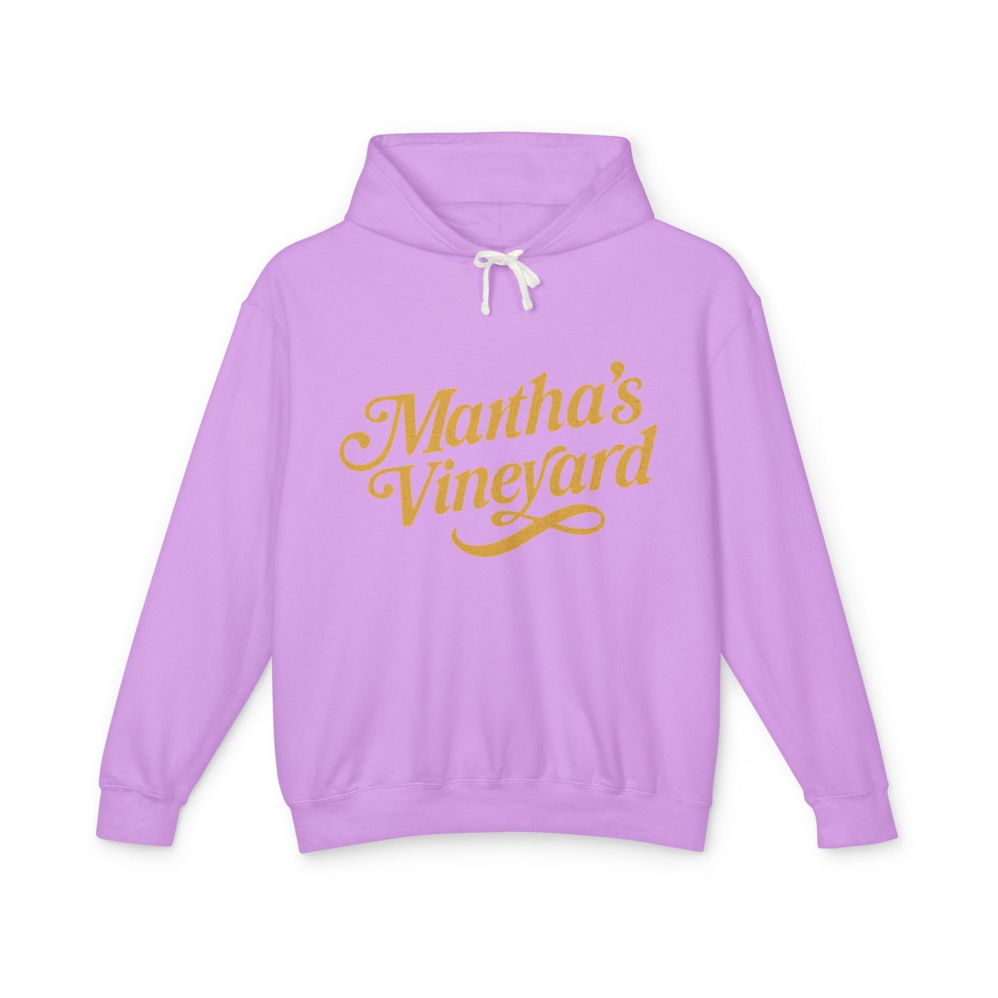 Martha’s Vineyard Hoodie – Unisex Heavy Blend with Cursive Yellow & Black Lettering