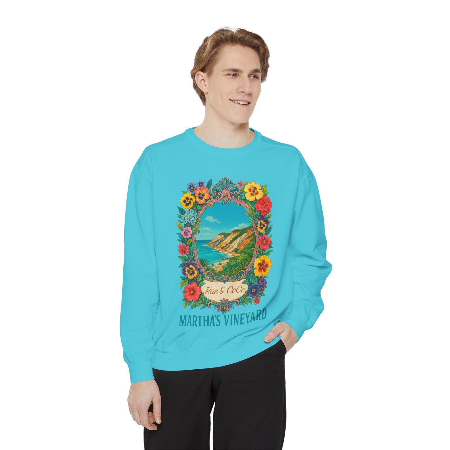 Aquinnah Cliffs Floral Crewneck – Martha’s Vineyard Classic | Unisex Heavy Blend Sweatshirt