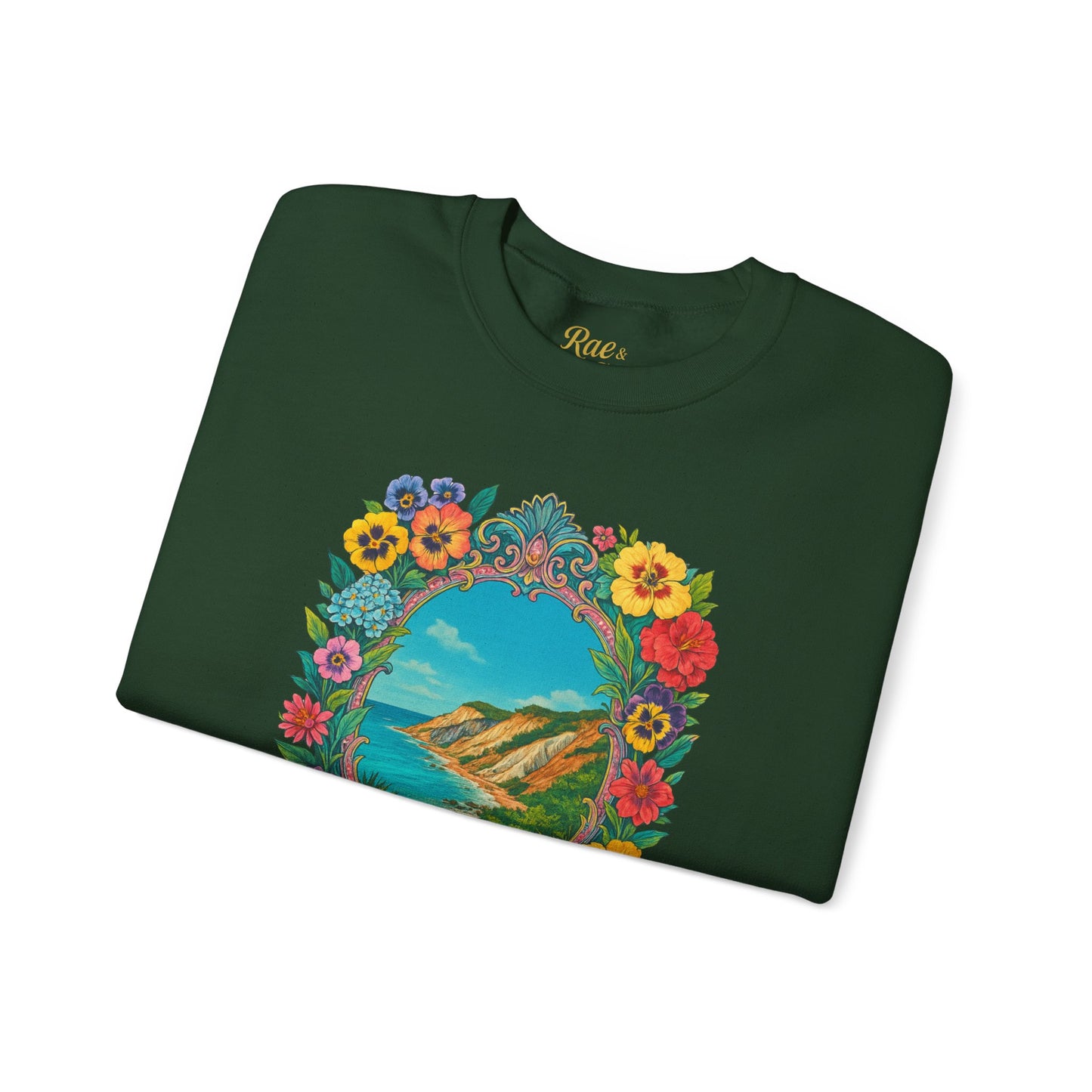 Aquinnah Cliffs Floral Crewneck – Martha’s Vineyard Classic | Unisex Heavy Blend Sweatshirt
