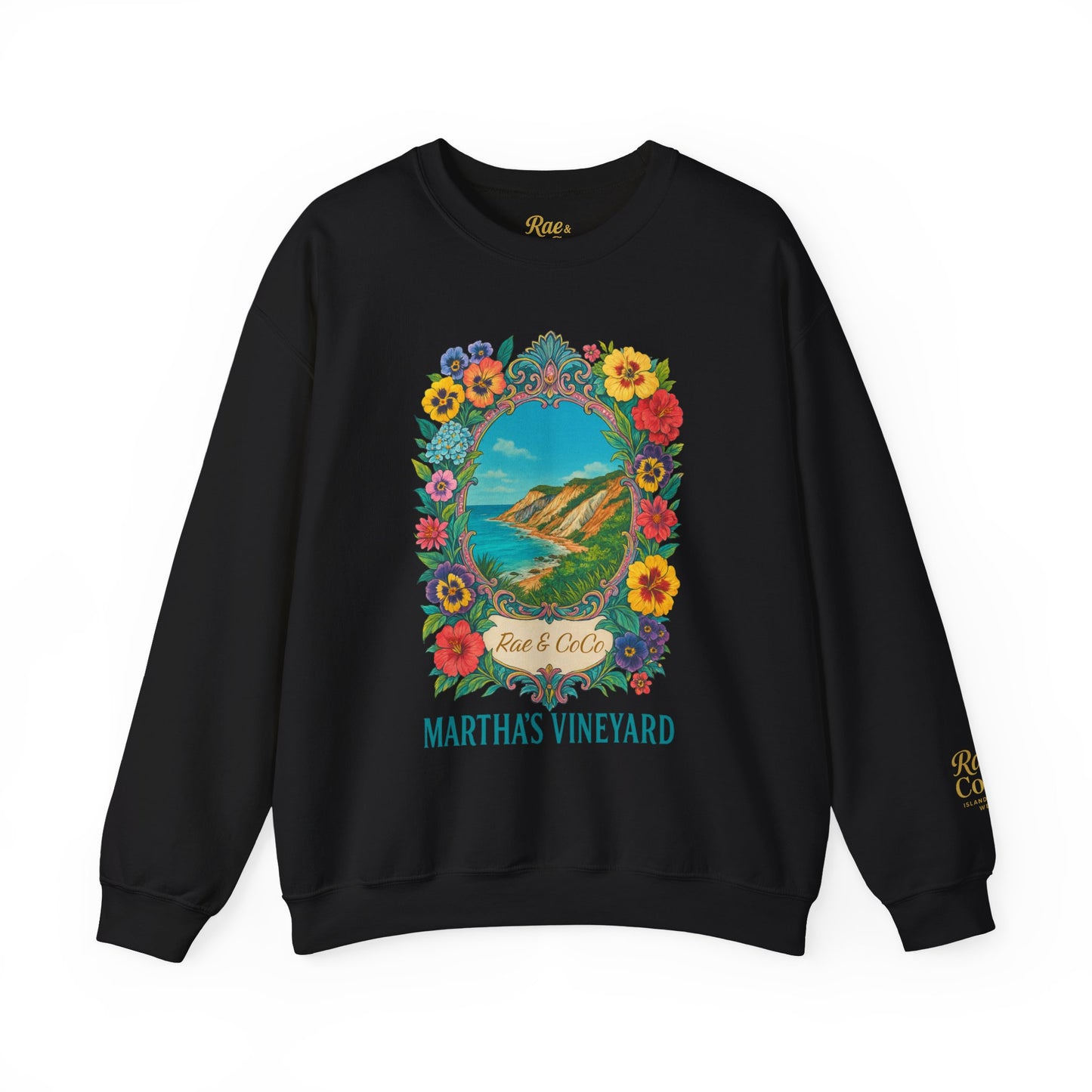 Aquinnah Cliffs Floral Crewneck – Martha’s Vineyard Classic | Unisex Heavy Blend Sweatshirt