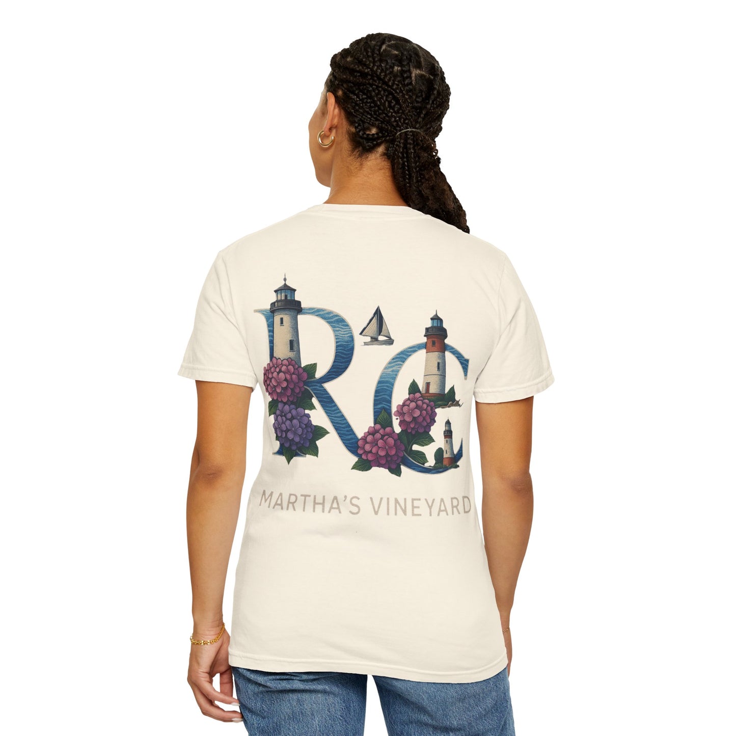 RC Martha’s Vineyard Tee – Nautical Lighthouse & Hydrangea Island Design