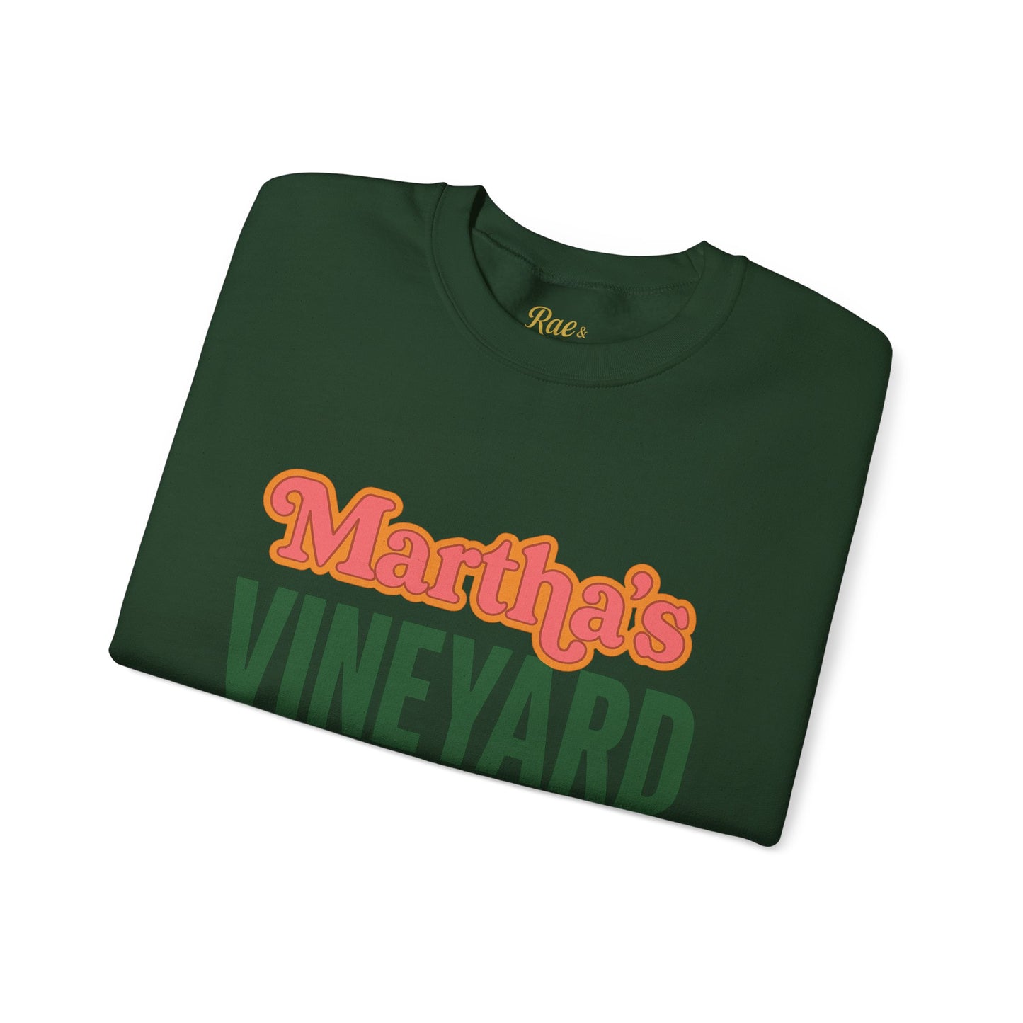 Retro Martha’s Vineyard Crewneck Sweatshirt – Unisex Heavy Blend | Orange & Green Classic Design