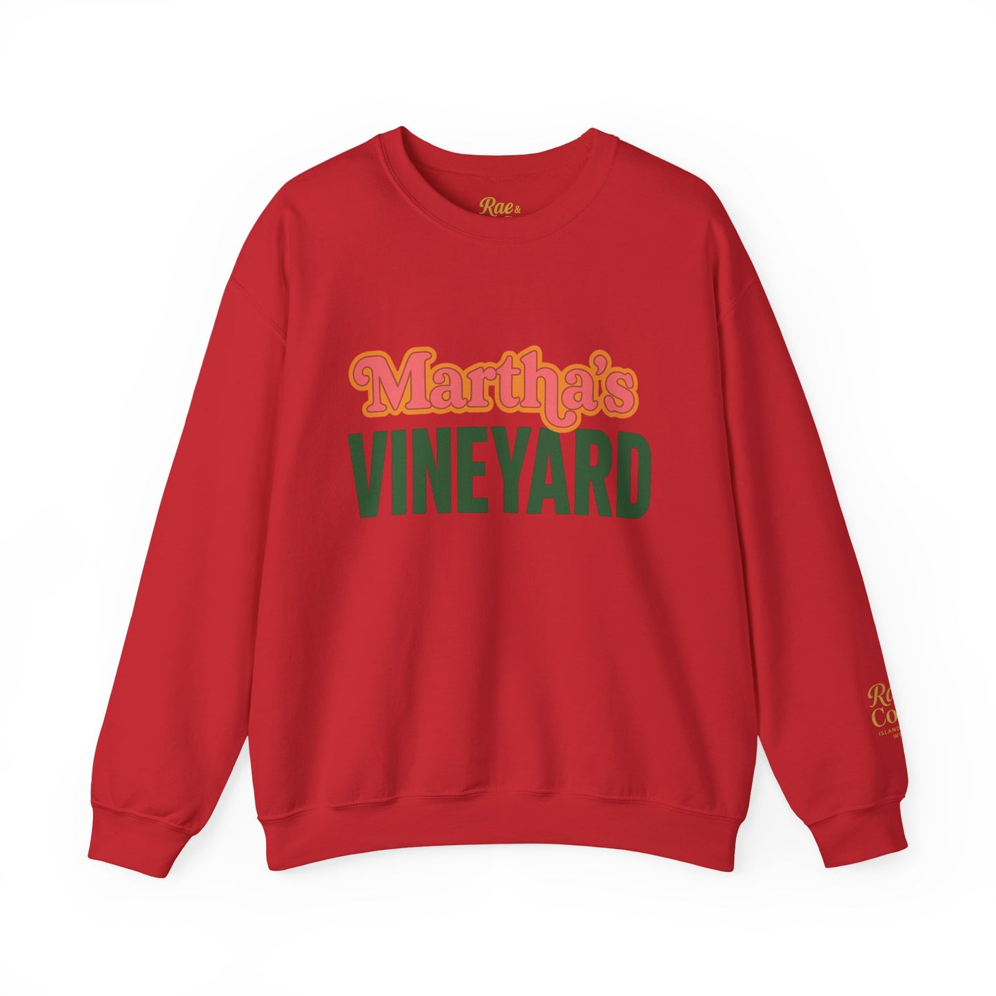 Retro Martha’s Vineyard Crewneck Sweatshirt – Unisex Heavy Blend | Orange & Green Classic Design