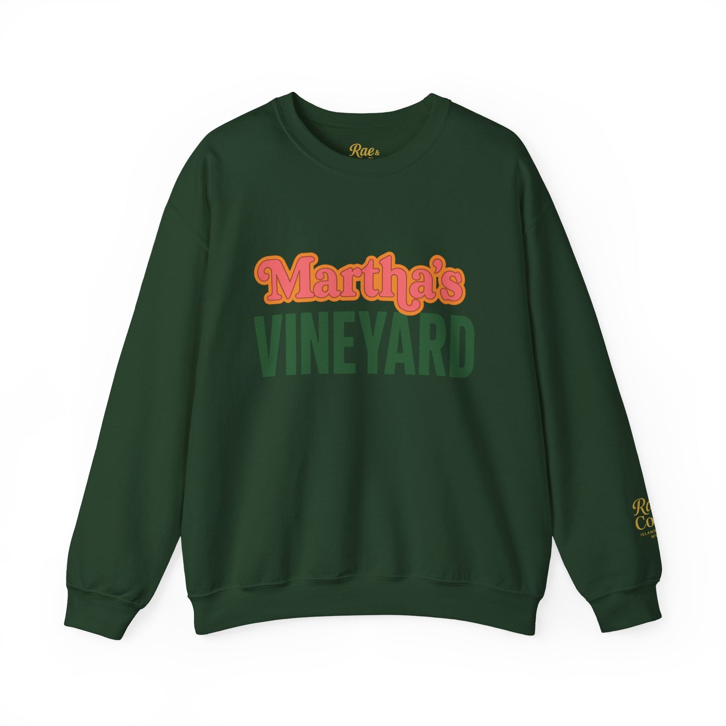 Retro Martha’s Vineyard Crewneck Sweatshirt – Unisex Heavy Blend | Orange & Green Classic Design