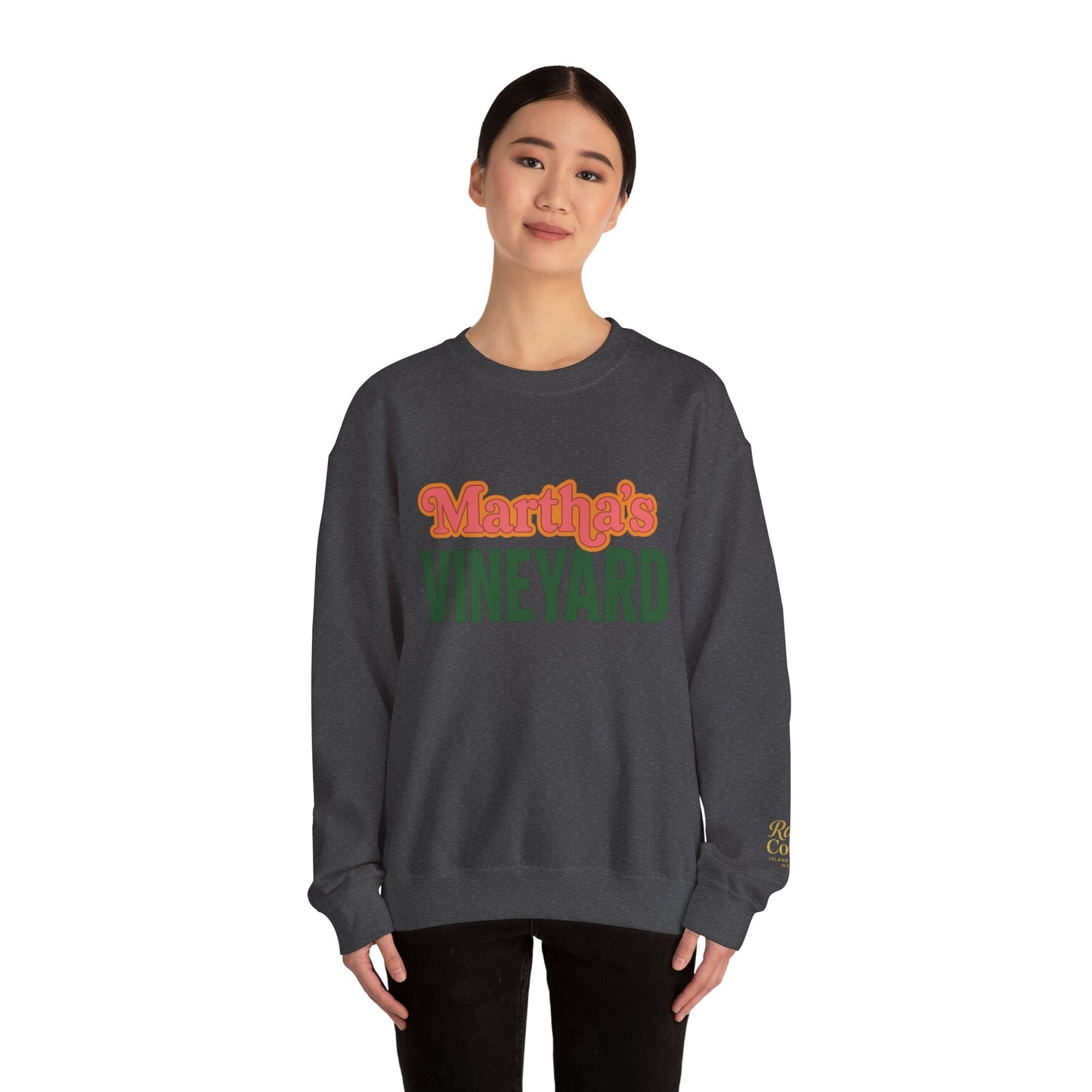 Retro Martha’s Vineyard Crewneck Sweatshirt – Unisex Heavy Blend | Orange & Green Classic Design