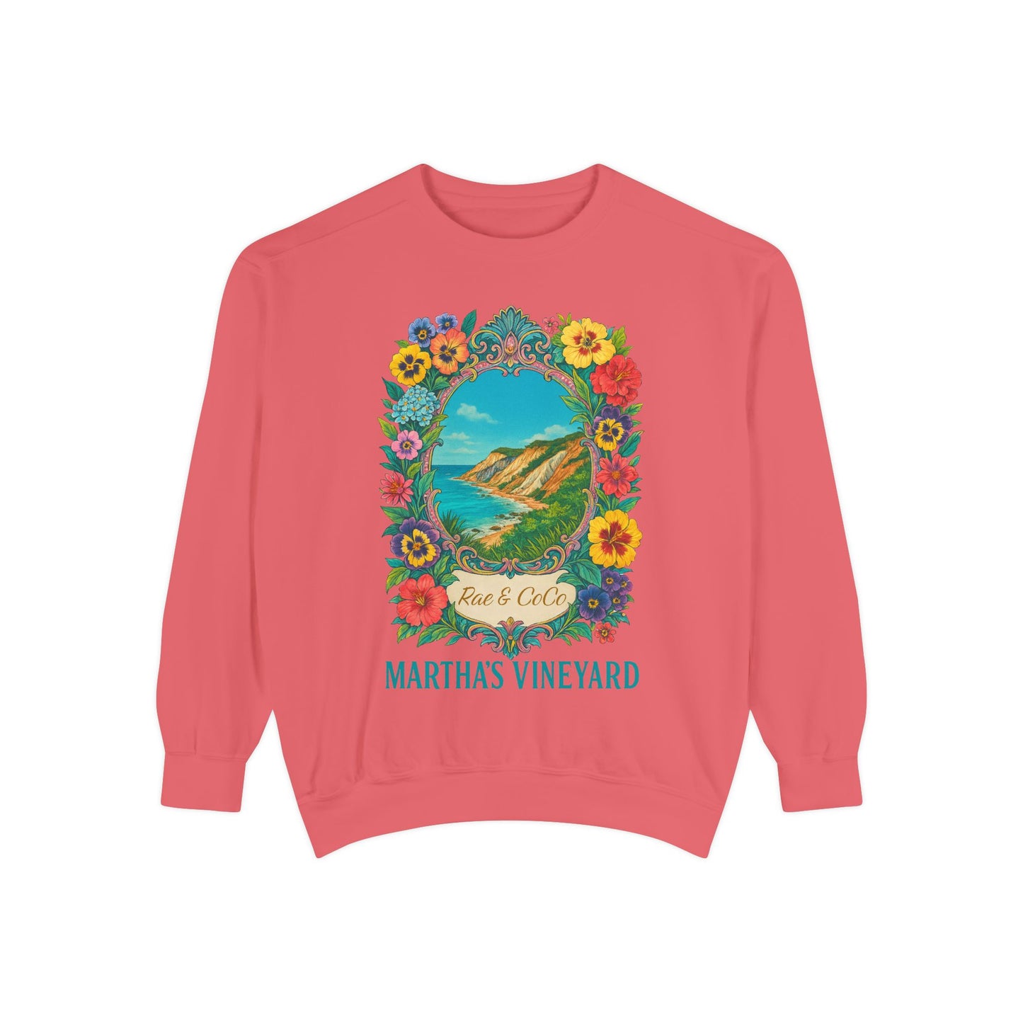 Aquinnah Cliffs Floral Crewneck – Martha’s Vineyard Classic | Unisex Heavy Blend Sweatshirt