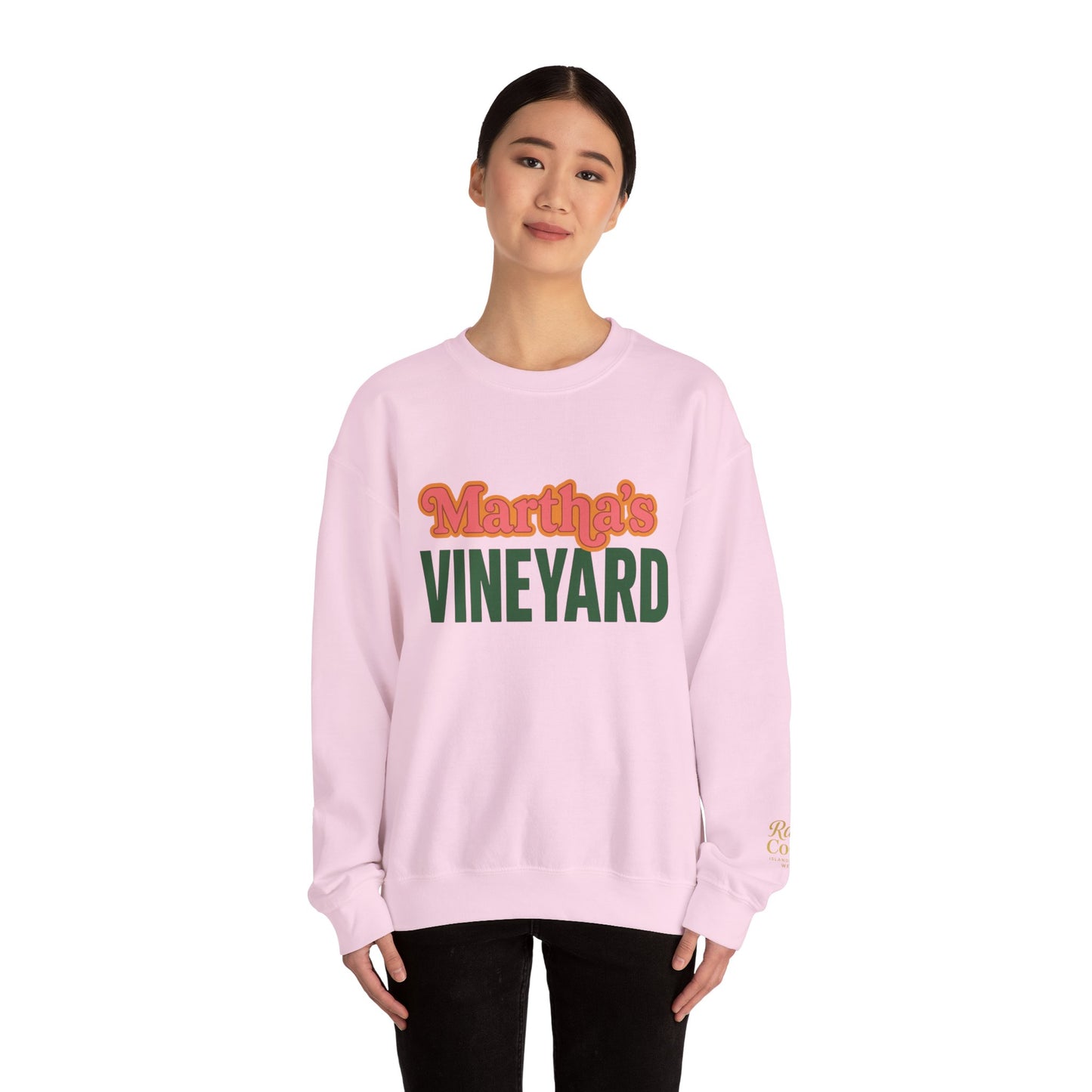 Retro Martha’s Vineyard Crewneck Sweatshirt – Unisex Heavy Blend | Orange & Green Classic Design