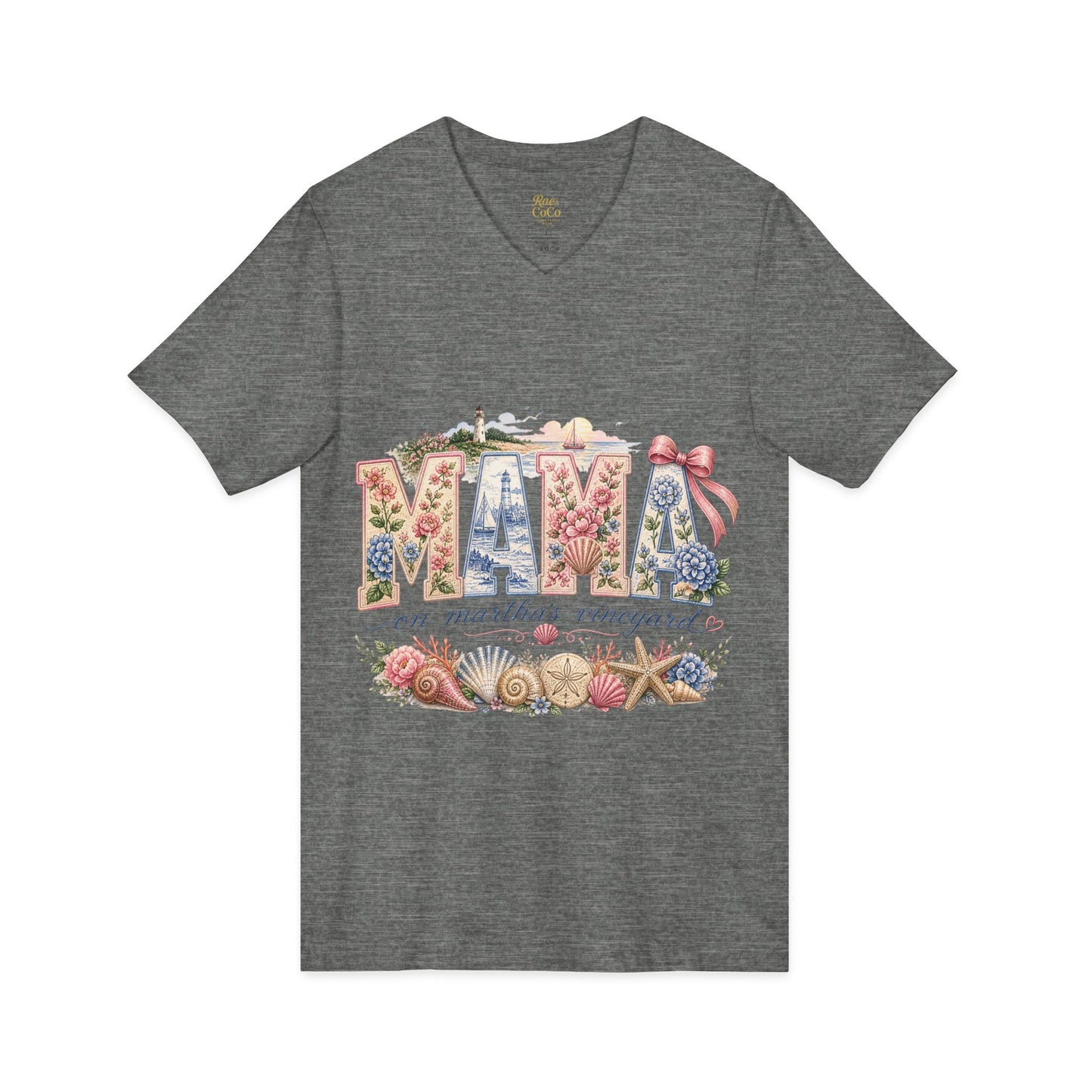 MAMA on Martha's Vineyard Floral V‑Neck Tee